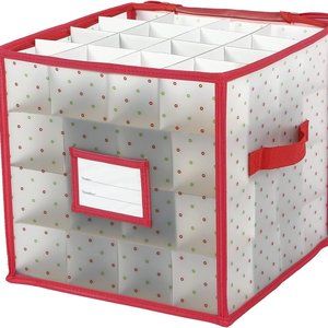 Plastic Christmas Ornament Storage Box Zippered Closure - Stores up to 64‎